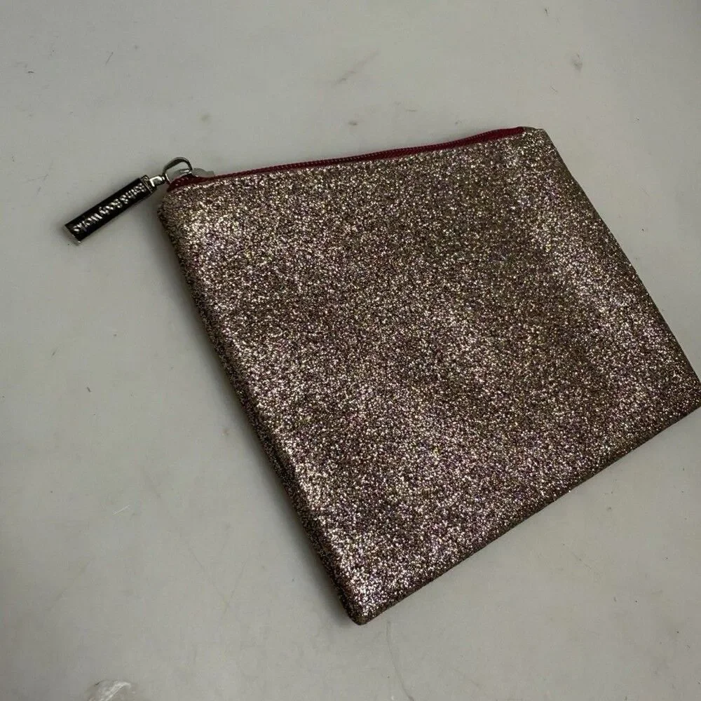 Bath & Body Works Pink Glitter Cosmetic Makeup Bag Zip Pouch 7